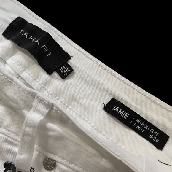Tahari Jamie Mr Roll Cuff Skinny White Pants Sz 6/28 - Picture 8 of 16